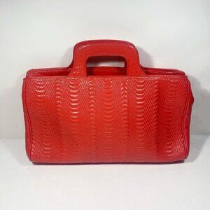 HOBO International Peach Patent Leather Quilted Clutch Tote Handbag